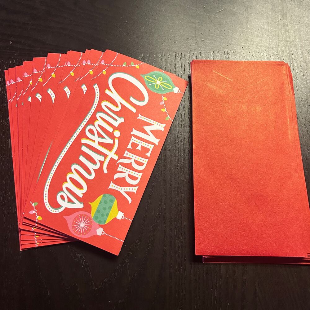 New Hallmark Set of 12 Red Merry Christmas Holiday Gift Card Greeting Cards